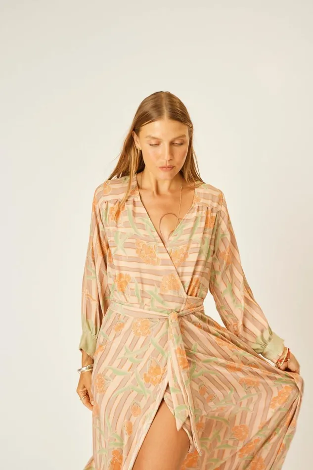 Dresses Shop Natalie Martin KATE LONG SLEEVE MAXI Chamomile Apricot