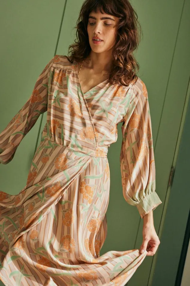 Dresses Shop Natalie Martin KATE LONG SLEEVE MAXI Chamomile Apricot