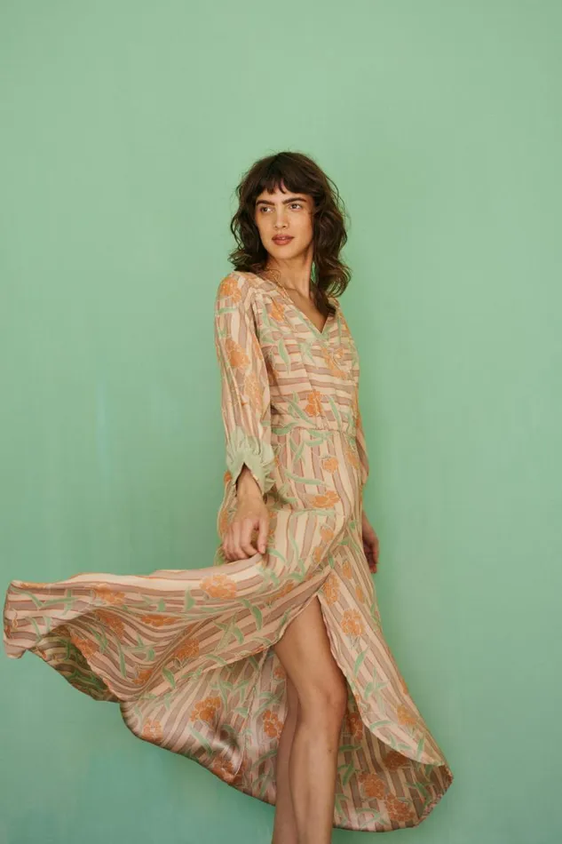 Dresses Shop Natalie Martin KATE LONG SLEEVE MAXI Chamomile Apricot