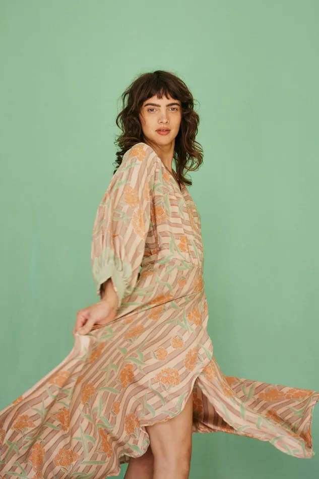 Dresses Shop Natalie Martin KATE LONG SLEEVE MAXI Chamomile Apricot