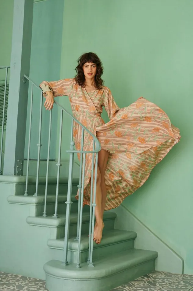 Dresses Shop Natalie Martin KATE LONG SLEEVE MAXI Chamomile Apricot