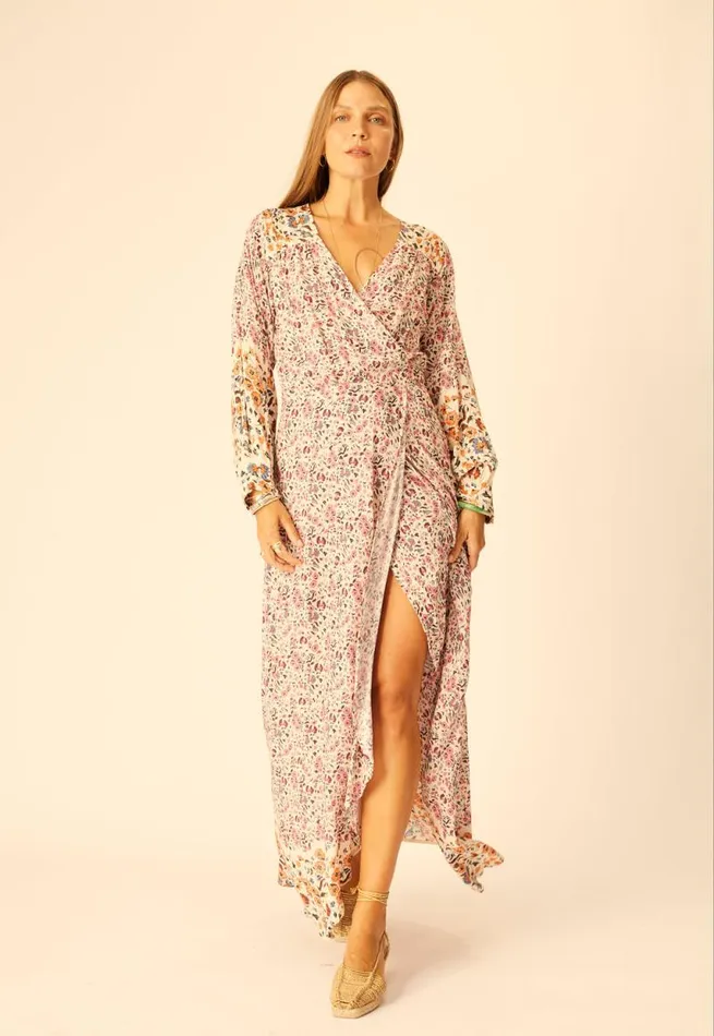 Dresses Shop Natalie Martin KATE LONG SLEEVE MAXI Petite Fleur Rose
