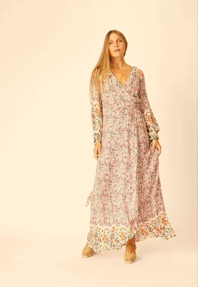 Dresses Shop Natalie Martin KATE LONG SLEEVE MAXI Petite Fleur Rose