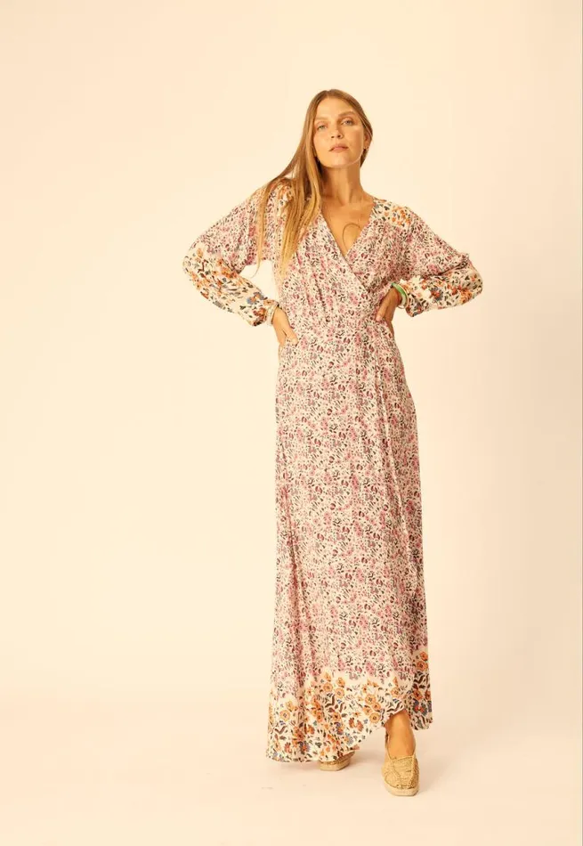 Dresses Shop Natalie Martin KATE LONG SLEEVE MAXI Petite Fleur Rose