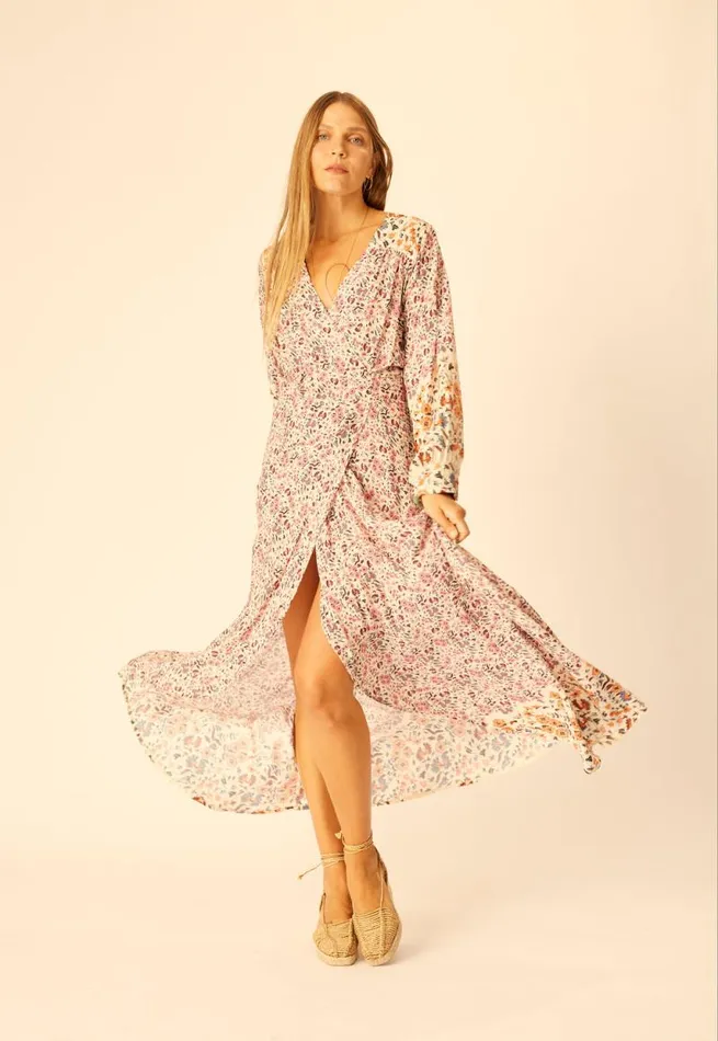 Dresses Shop Natalie Martin KATE LONG SLEEVE MAXI Petite Fleur Rose