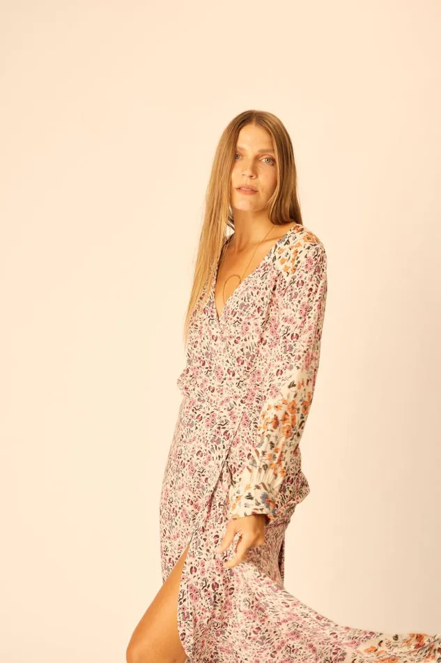 Dresses Shop Natalie Martin KATE LONG SLEEVE MAXI Petite Fleur Rose