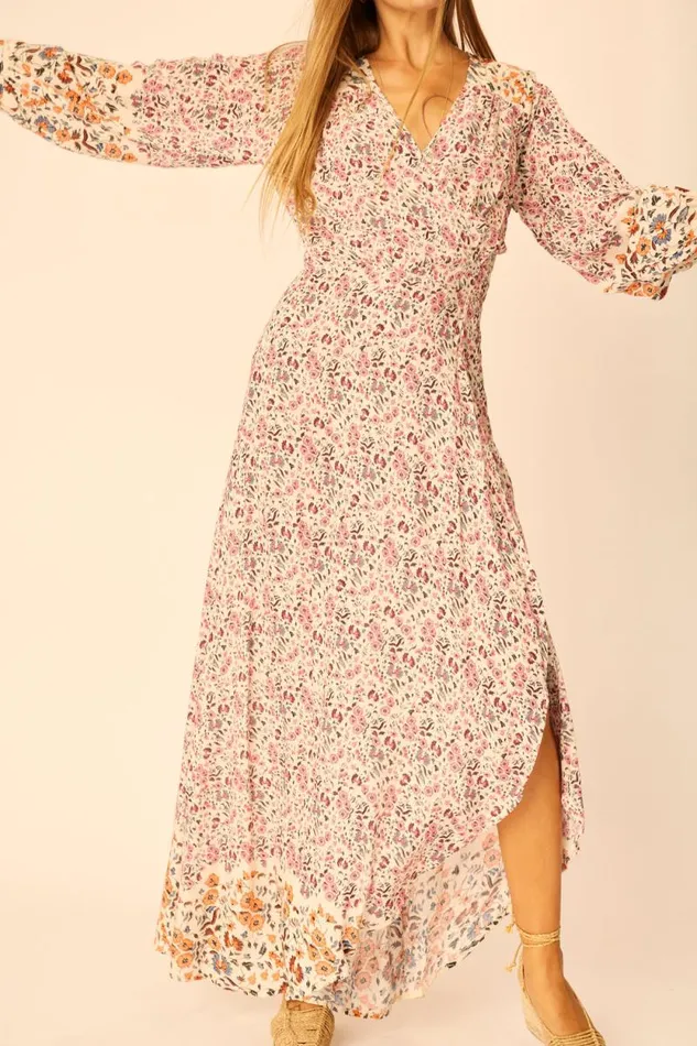Dresses Shop Natalie Martin KATE LONG SLEEVE MAXI Petite Fleur Rose