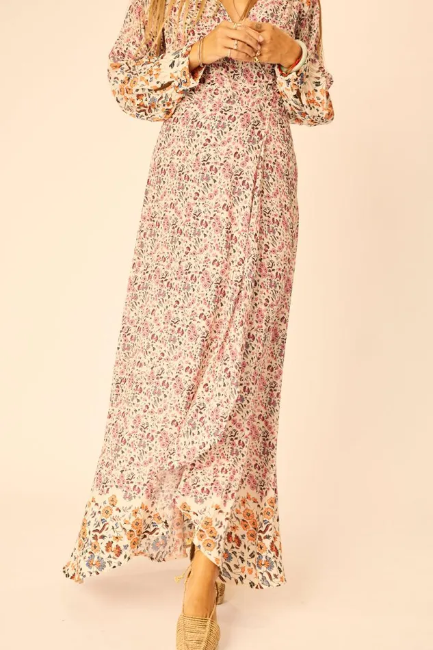 Dresses Shop Natalie Martin KATE LONG SLEEVE MAXI Petite Fleur Rose