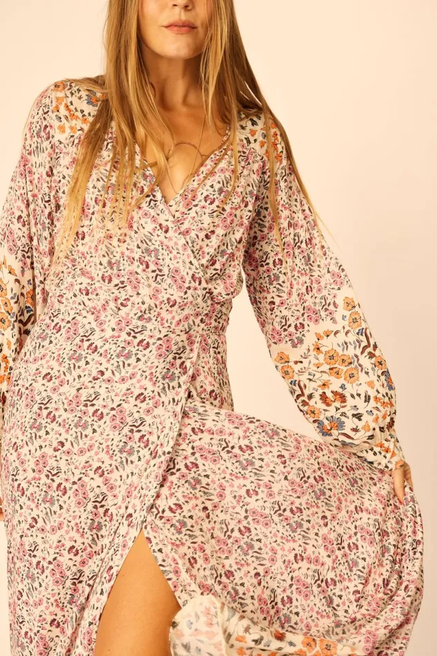 Dresses Shop Natalie Martin KATE LONG SLEEVE MAXI Petite Fleur Rose