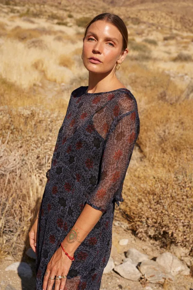 Dresses Shop Natalie Martin LILY DRESS Snowflake Steel Blue