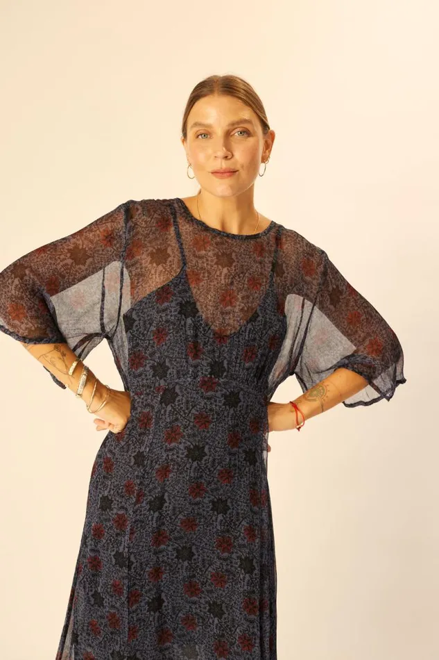 Dresses Shop Natalie Martin LILY DRESS Snowflake Steel Blue