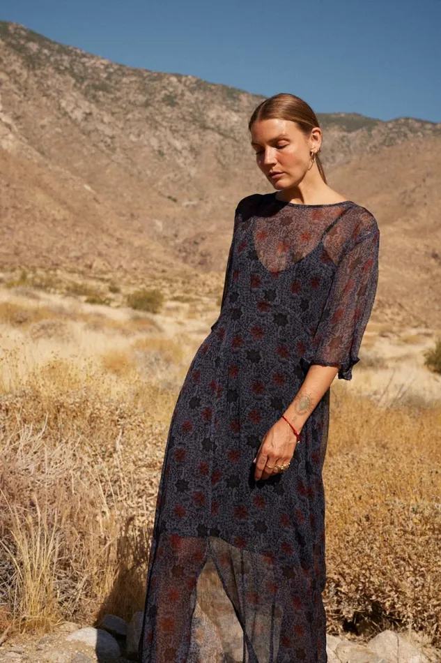 Dresses Shop Natalie Martin LILY DRESS Snowflake Steel Blue