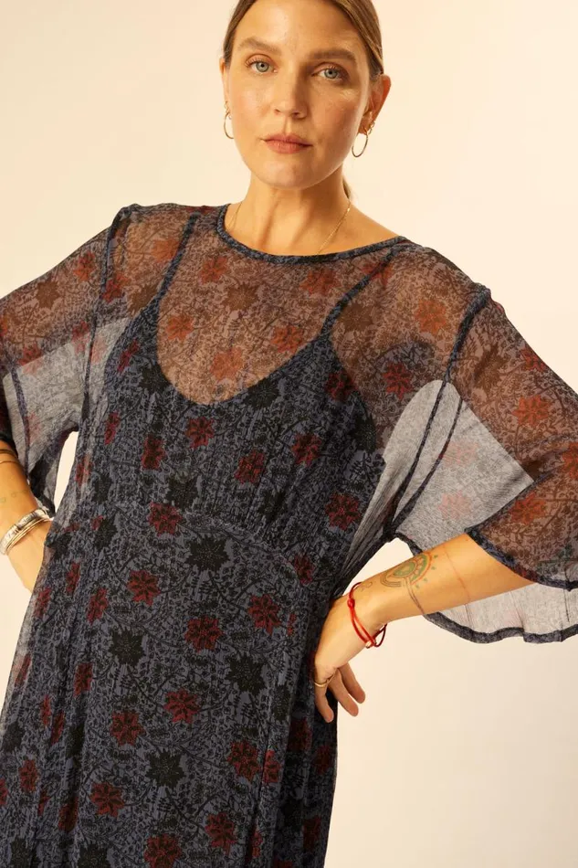 Dresses Shop Natalie Martin LILY DRESS Snowflake Steel Blue