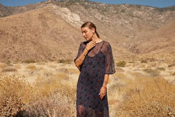 Dresses Shop Natalie Martin LILY DRESS Snowflake Steel Blue