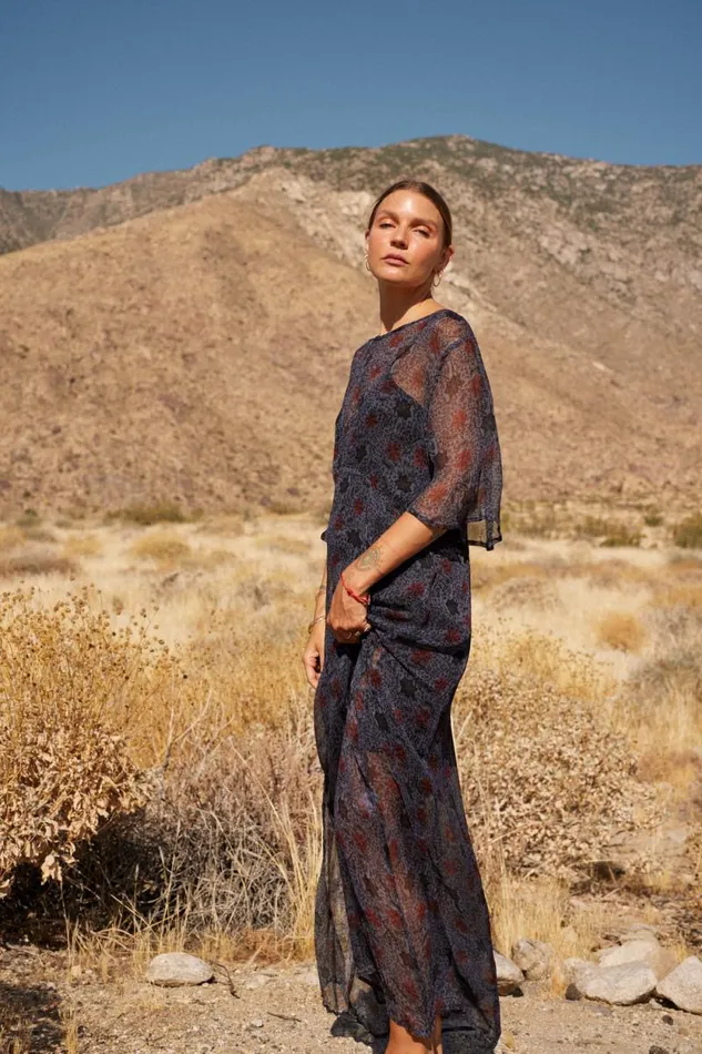 Dresses Shop Natalie Martin LILY DRESS Snowflake Steel Blue