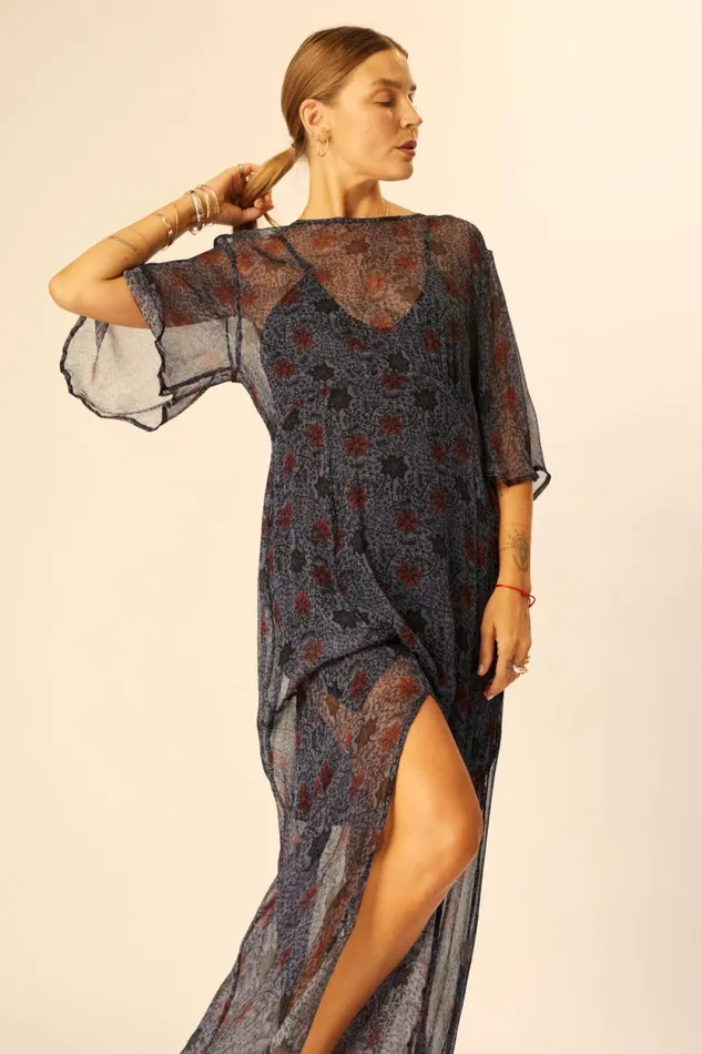 Dresses Shop Natalie Martin LILY DRESS Snowflake Steel Blue