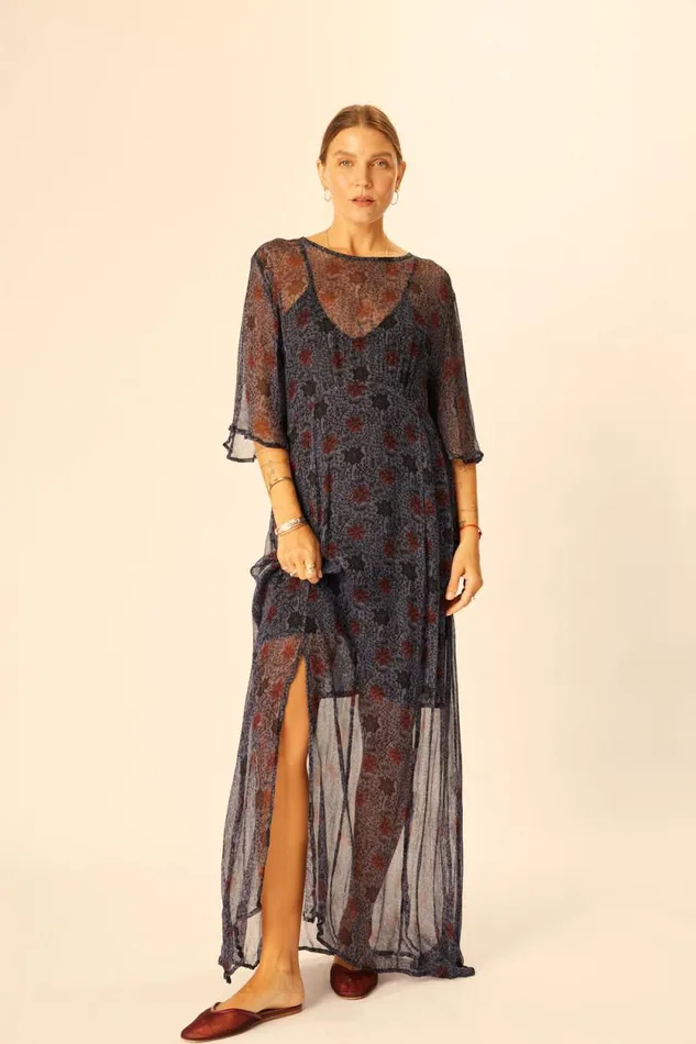 Dresses Shop Natalie Martin LILY DRESS Snowflake Steel Blue