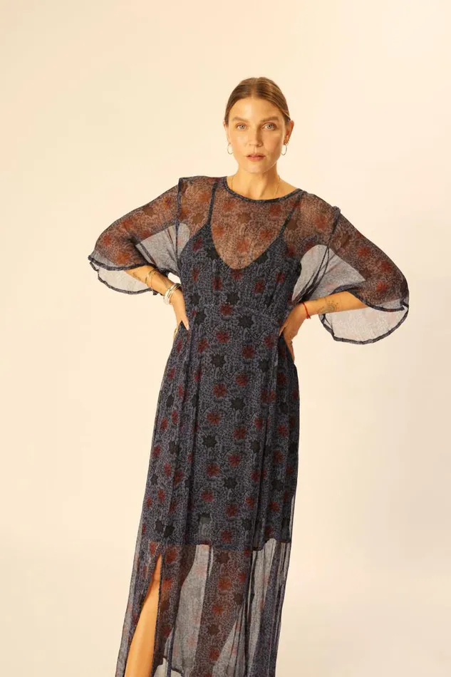 Dresses Shop Natalie Martin LILY DRESS Snowflake Steel Blue
