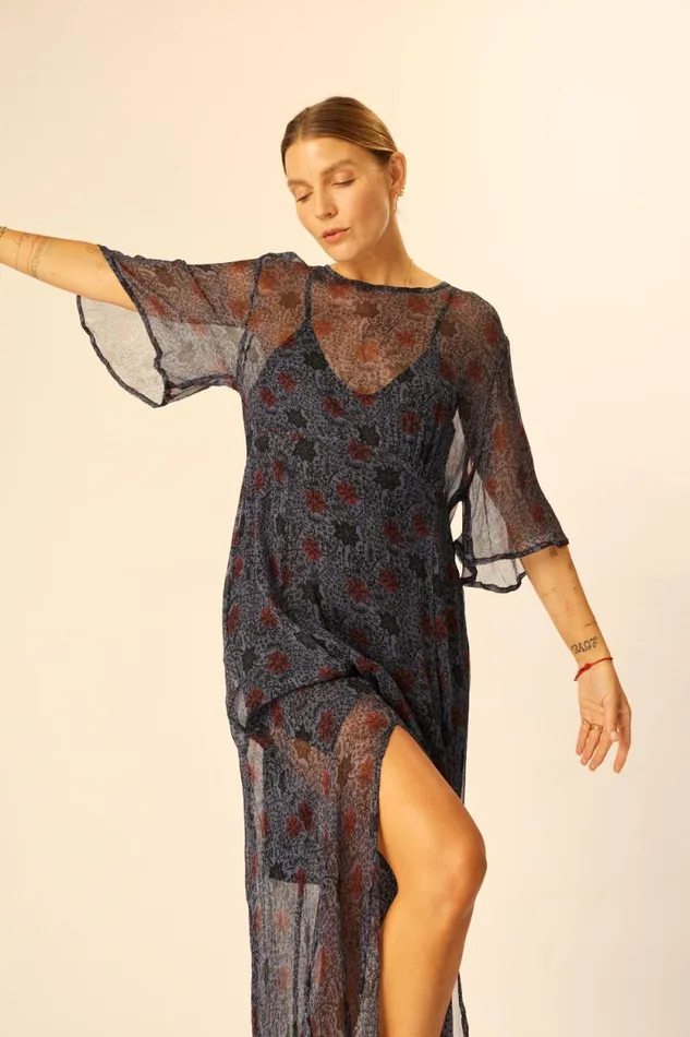 Dresses Shop Natalie Martin LILY DRESS Snowflake Steel Blue
