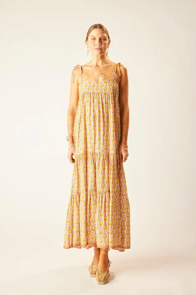 Dresses Shop Natalie Martin MELANIE DRESS Tulip Print Bahamas Pink