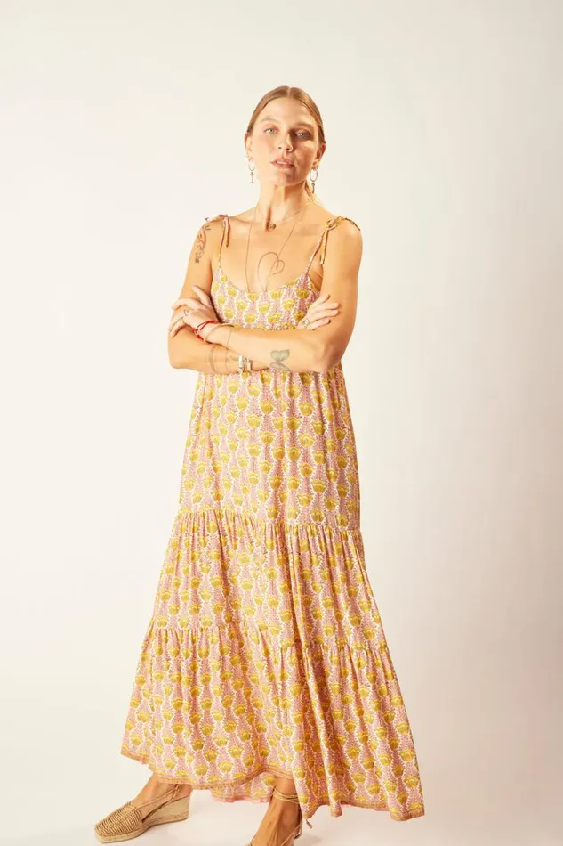 Dresses Shop Natalie Martin MELANIE DRESS Tulip Print Bahamas Pink