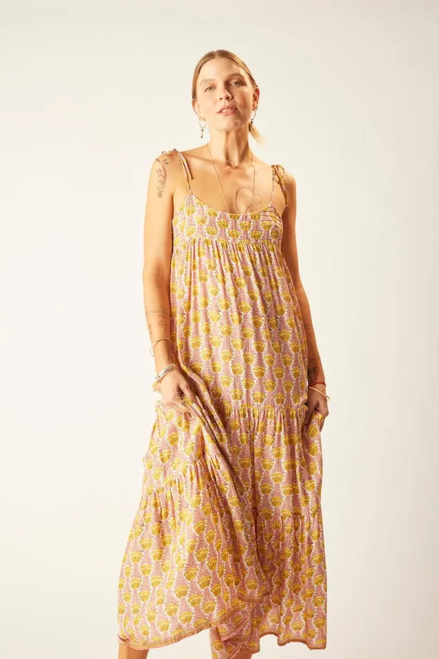 Dresses Shop Natalie Martin MELANIE DRESS Tulip Print Bahamas Pink