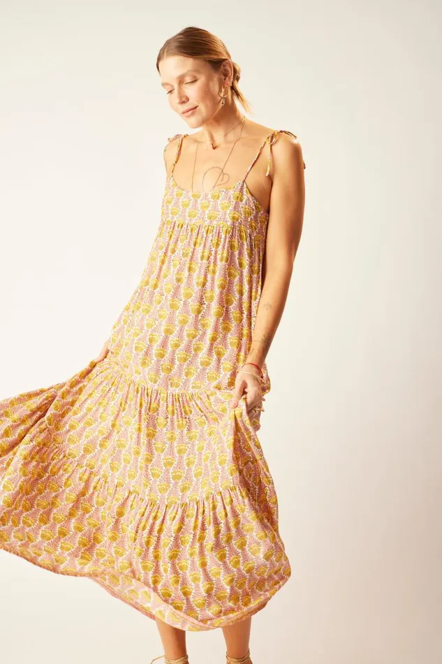 Dresses Shop Natalie Martin MELANIE DRESS Tulip Print Bahamas Pink