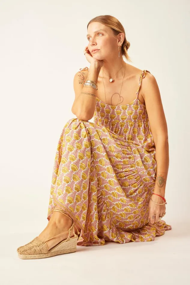 Dresses Shop Natalie Martin MELANIE DRESS Tulip Print Bahamas Pink