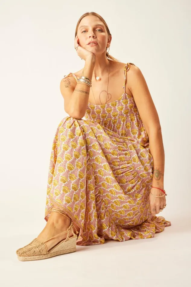 Dresses Shop Natalie Martin MELANIE DRESS Tulip Print Bahamas Pink