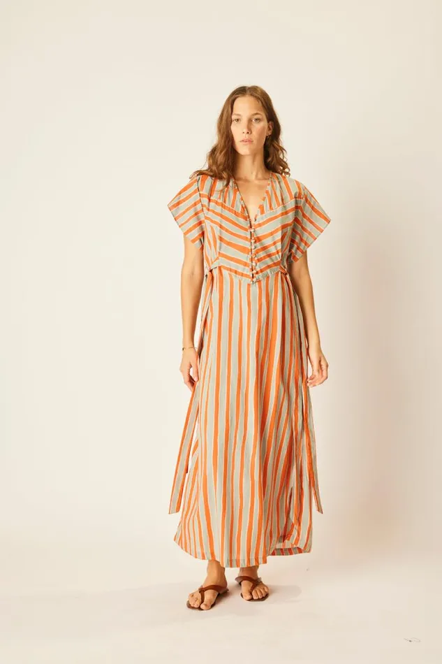 Dresses Shop Natalie Martin MONICA DRESS Batik Stripe Sage