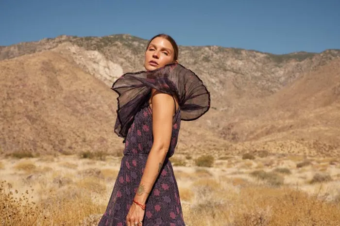 Dresses Shop Natalie Martin NAOMI DRESS WITH SASH Snowflake Aubergine