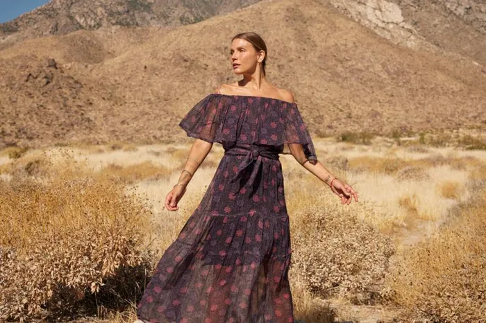 Dresses Shop Natalie Martin NAOMI DRESS WITH SASH Snowflake Aubergine
