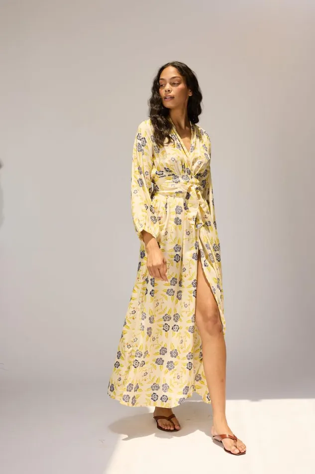 Dresses Shop Natalie Martin NICO LS MAXI WITH SASH Prairie Indigo