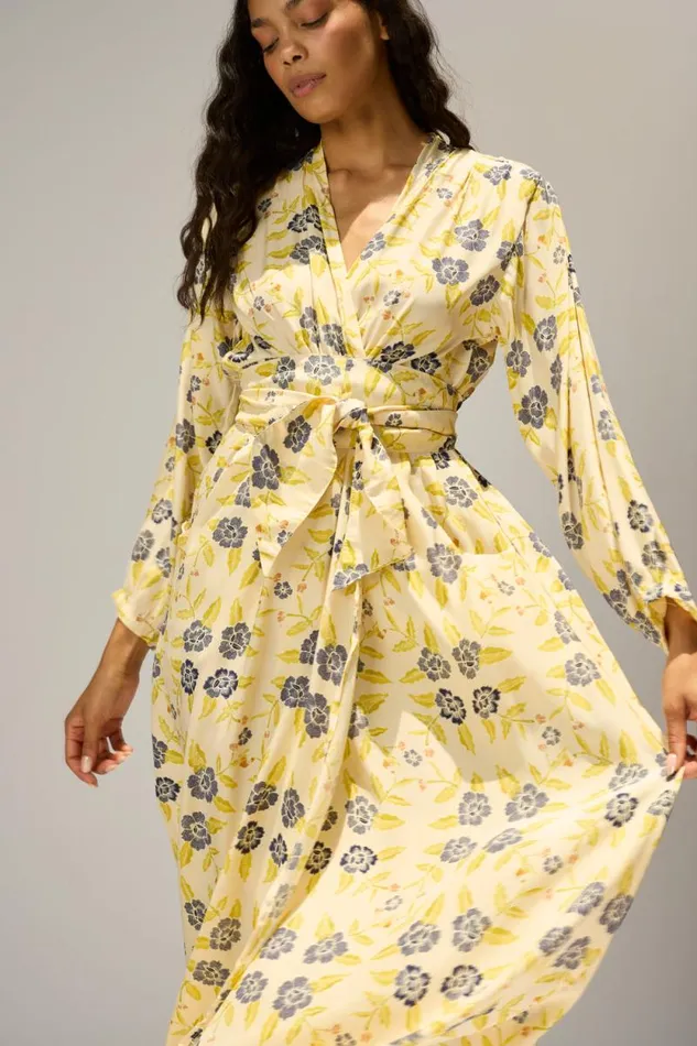 Dresses Shop Natalie Martin NICO LS MAXI WITH SASH Prairie Indigo