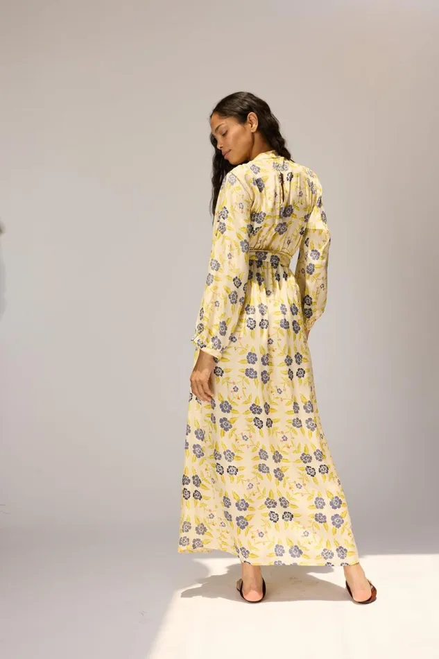 Dresses Shop Natalie Martin NICO LS MAXI WITH SASH Prairie Indigo