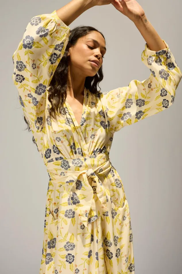 Dresses Shop Natalie Martin NICO LS MAXI WITH SASH Prairie Indigo