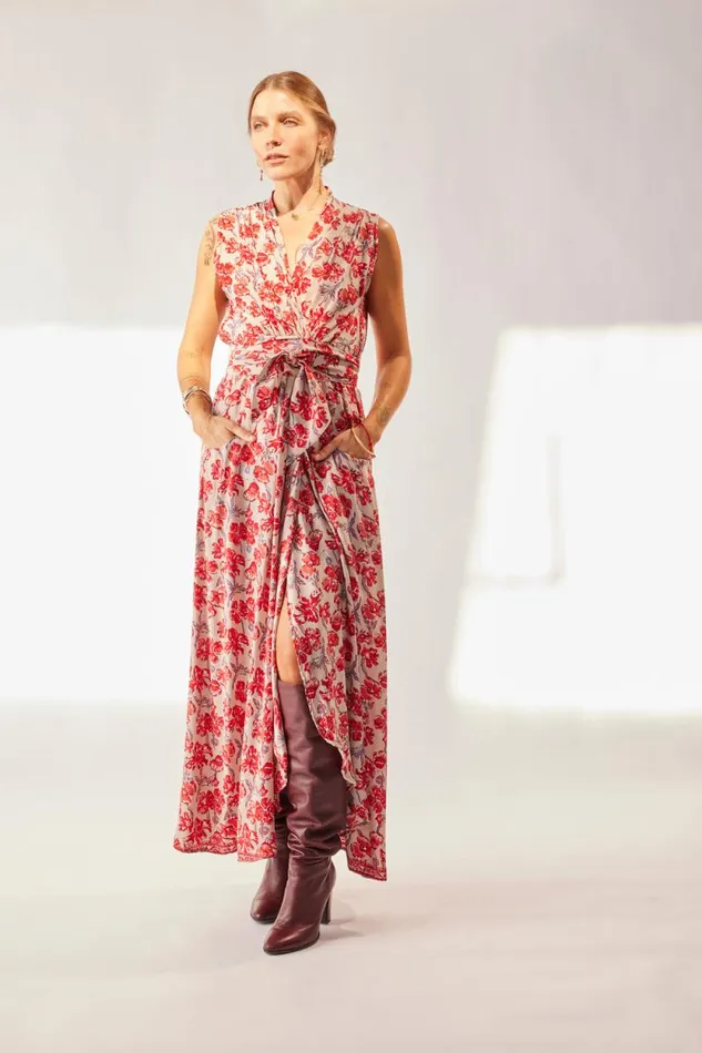Dresses Shop Natalie Martin NICO SLEEVELESS MAXI Silk Watercolor Clementine