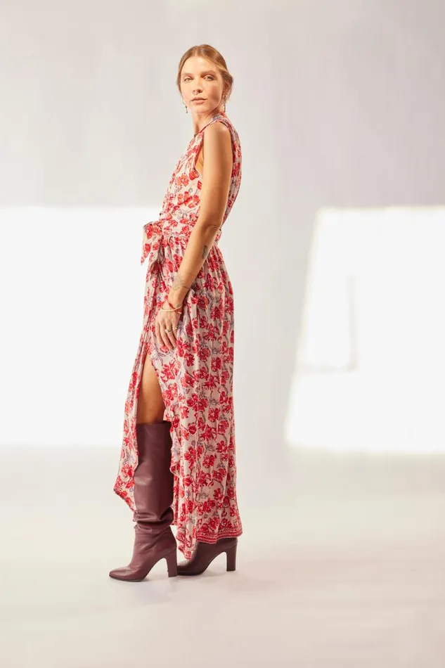 Dresses Shop Natalie Martin NICO SLEEVELESS MAXI Silk Watercolor Clementine