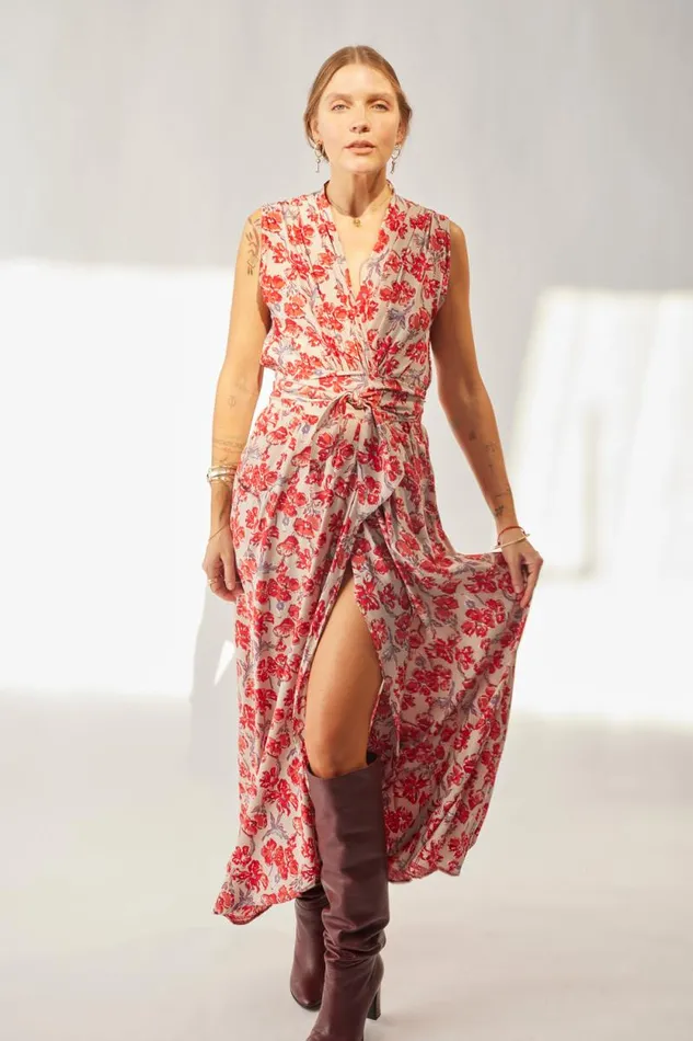 Dresses Shop Natalie Martin NICO SLEEVELESS MAXI Silk Watercolor Clementine