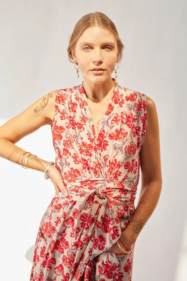 Dresses Shop Natalie Martin NICO SLEEVELESS MAXI Silk Watercolor Clementine
