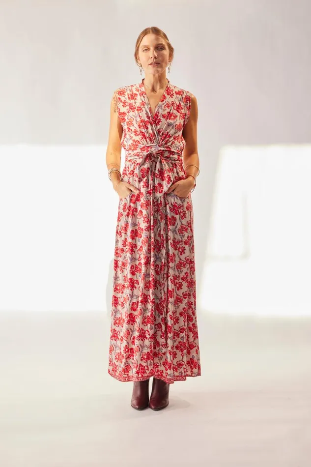 Dresses Shop Natalie Martin NICO SLEEVELESS MAXI Silk Watercolor Clementine