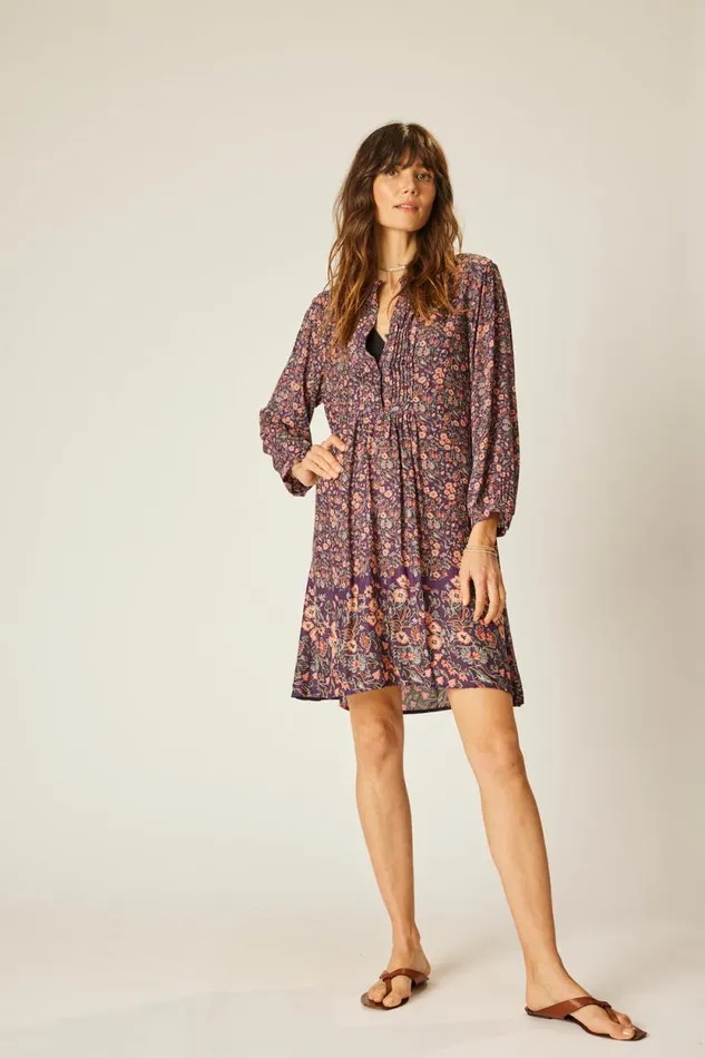 Dresses Shop Natalie Martin SAMMIE SHORT DRESS Petite Fleur Aubergine