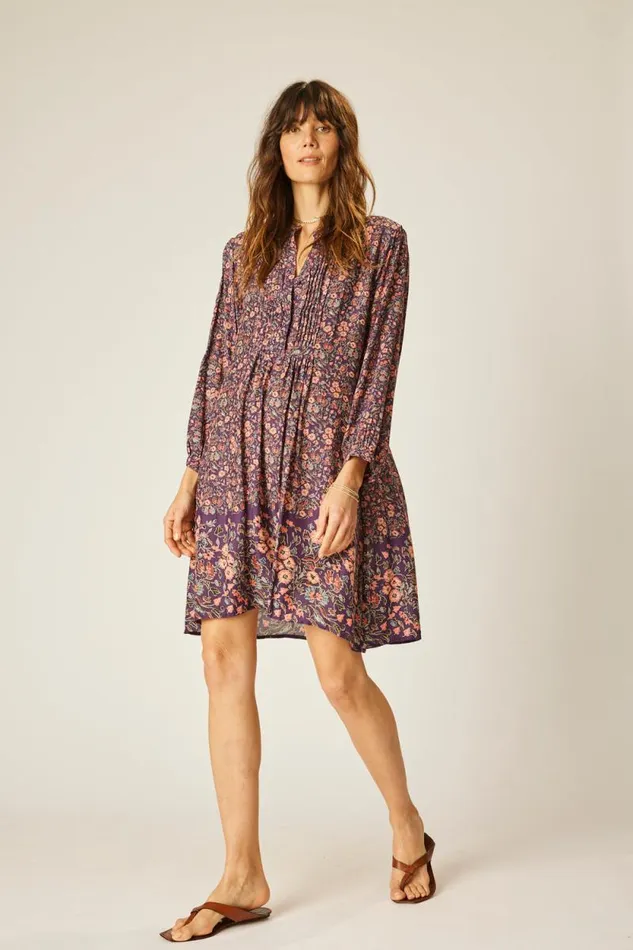 Dresses Shop Natalie Martin SAMMIE SHORT DRESS Petite Fleur Aubergine