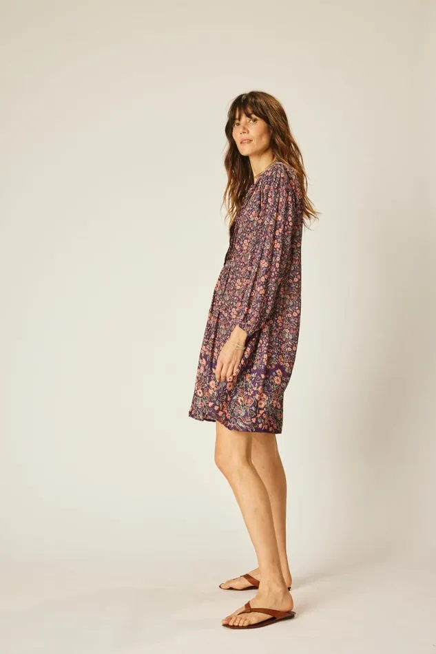 Dresses Shop Natalie Martin SAMMIE SHORT DRESS Petite Fleur Aubergine