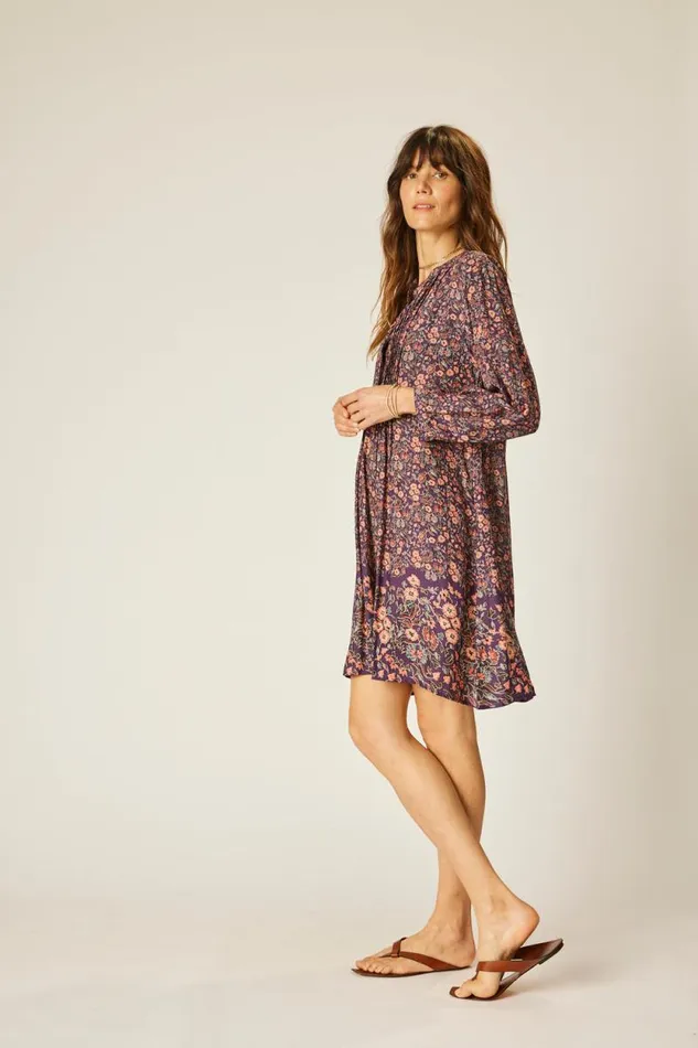 Dresses Shop Natalie Martin SAMMIE SHORT DRESS Petite Fleur Aubergine