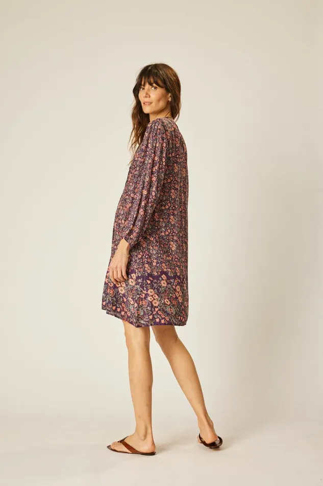Dresses Shop Natalie Martin SAMMIE SHORT DRESS Petite Fleur Aubergine