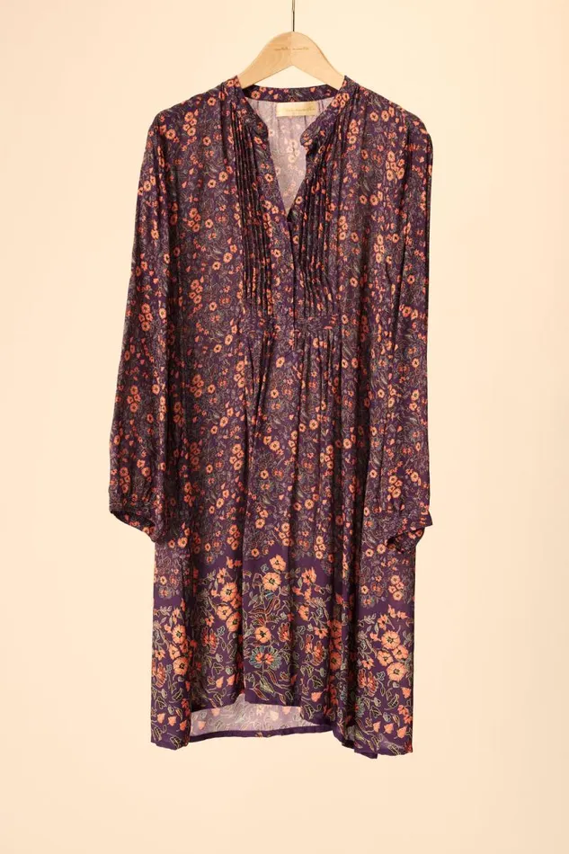 Dresses Shop Natalie Martin SAMMIE SHORT DRESS Petite Fleur Aubergine