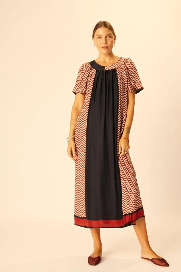 Dresses Shop Natalie Martin SIENNA DRESS Block Zigzag Noire
