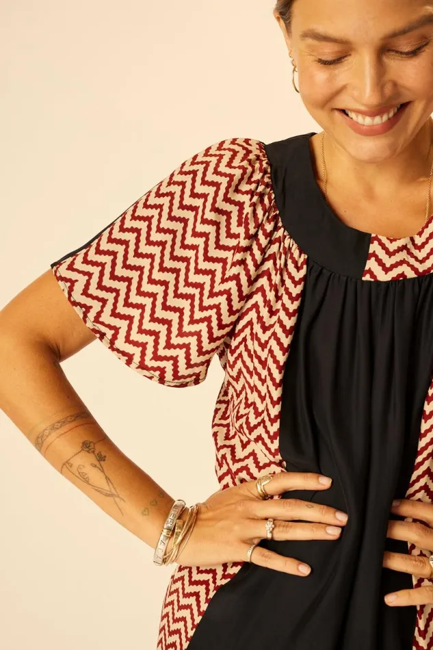 Dresses Shop Natalie Martin SIENNA DRESS Block Zigzag Noire