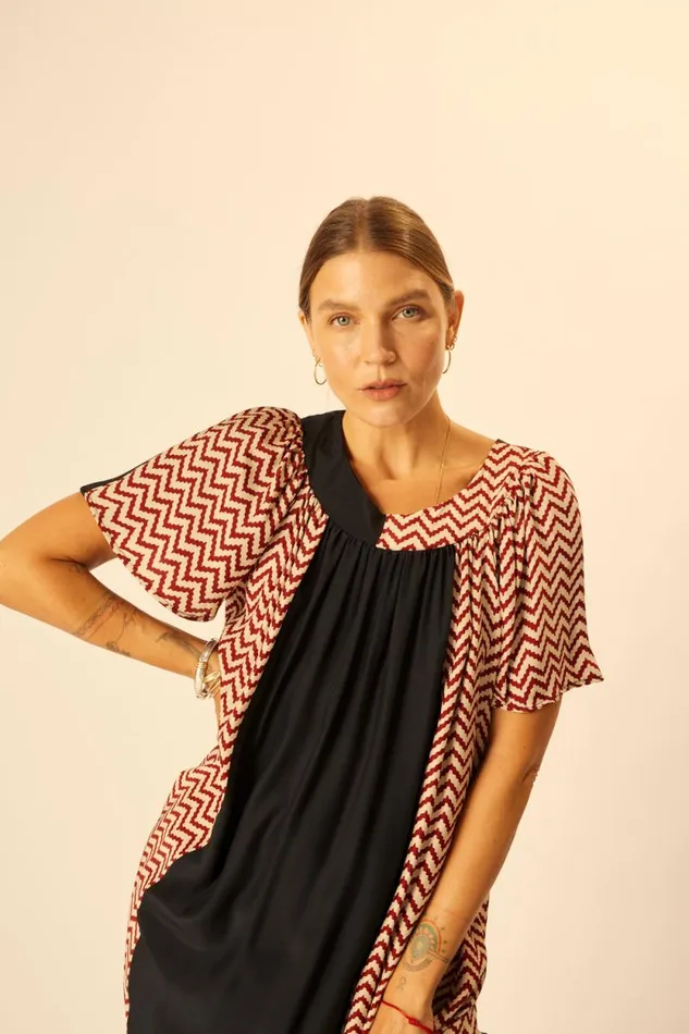 Dresses Shop Natalie Martin SIENNA DRESS Block Zigzag Noire